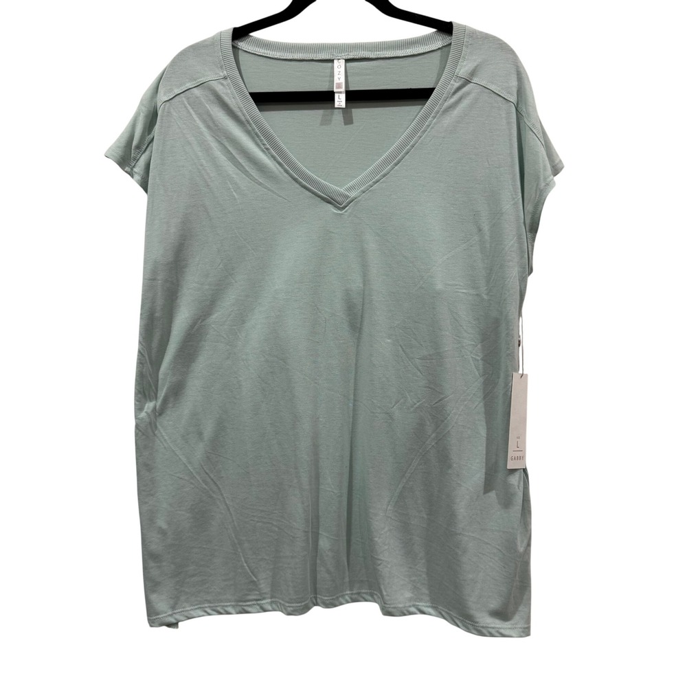 COZY Gabby Women's Mint Green V‎ Neck Tunic Top Size L